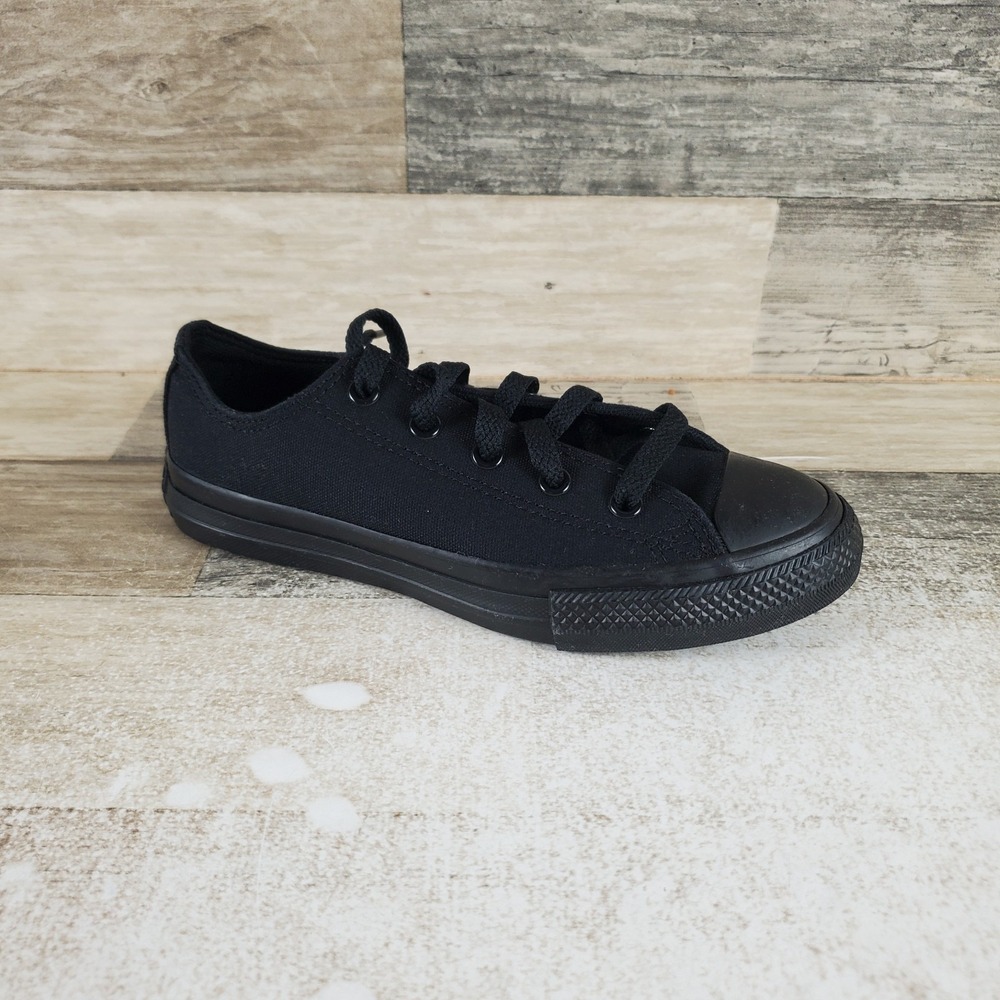Converse Chuck Taylor All Star Kids Shoes Sz 1 Black Monochrome Low Top Sneakers